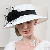 levne Fascinátory-fascinators kentucky derby klobouk vlákno buřinka / cloche klobouk slaměný klobouk klobouk proti slunci svatební večerní párty elegantní ochrana proti slunci s peřím květinová pokrývka hlavy