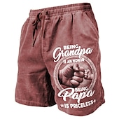 cheap Men&#039;s 3D Sweat Shorts-Men&#039;s Grandpa Being A PaPa Is Priceless Shorts Summer Shorts Beach Shorts Mid Waist Streetwear Hawaiian Designer Casual Daily Holiday Drawstring Elastic Waist 3D Print Designer Clothing Apparel