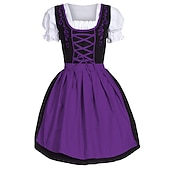 economico Set Dirndl-Oktoberfest Abiti tradizionali Blusa Dirndl Mini carico Bavarese Cameriera Bavarese Tedesco Prati Per donna Panno in stile tradizionale (50 cm)