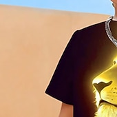ieftine Animale 3D pentru băieți-Set îmbrăcăminte băieți, tricou și pantaloni scurți cu grafică 3D pentru animale leu, set îmbrăcăminte mânecă scurtă, imprimeuri 3D, vară primăvară, sport activ, la modă, poliester, copii 4-12 ani, activități în aer liber, stradă, vacanță, croială standar