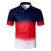 halpa Miesten geometrinen poolo-Miesten Kuvitettu Havaijilaiset poolopaidat Golfpaita Lyhythihainen Poolopaidat Kauluspaidat Vapaa-aika Ranta-asut Lomavaatteet Trooppiset vaatteet Juhla-asut Napit 3D-tulostus Keltainen Punastuvan