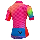 お買い得  ウィメンズジャージ-女性用 サイクリングジャージー 動物 虹色 勾配 半袖 バイク ジャージー トップス 3つのリアポケット付き マウンテンサイクリング ロードバイク 速乾性 ソフト 反射性ストリップ 後ポケット スポーツ ホワイト グリーン ローズレッド 衣類
