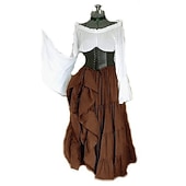 cheap Dresses-Medieval Ankle Length Dress Corset Movie / TV Theme Costumes Viking Outlander Fancy Dress Women&#039;s Celtic Pirate Fantasy Halloween Carnival Masquerade Party &amp; Evening LARP Ren Faire Teen Adults&#039; Dress