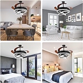 Недорогие Потолочные светильники с вентилятором-42-дюймовые выдвижные потолочные вентиляторы с подсветкой и пультом дистанционного управления, современный светодиодный полуутопленный вентилятор, выдвижной геометрический потолочный вентилятор, 3 цвета, 6 скоростей, интеллектуальный подвесной светильник