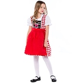 halpa Lapset-Oktoberfest dirndl Trachtenkleader Dirndl pusero Oktoberfest / Olut baijerilainen baijerilainen Wiesn Perinteinen Tyyli Niityt Tyttöjen Perinteinen tyyli kangas Toppi Leninki Esiliina