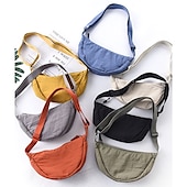 cheap Crossbody Bags-Women&#039;s Crossbody Bag Shoulder Bag Hobo Bag Nylon Daily Holiday Zipper Large Capacity Lightweight Durable Solid Color claret Lake blue Lemon Yellow