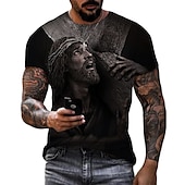 tanie Koszulki z wiarą-Męskie Graficzny Wiara Podkoszulek Krótki rękaw Podkoszulek Druk 3D Półgolf Koszula Zabytkowe Moda Designerskie Na zewnątrz Codzienny Sport czarny / biały Czarny Biały + Czarny Wiosna i lato Odzież S