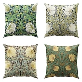 billige blomster- og plantestil-4.0 stk Polyester Putecover, Trykt mønster Enkel Fritid Kvadrat Tradisjonell Klassisk
