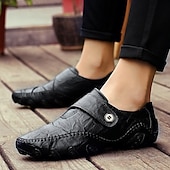 preiswerte Sneaker für Herren-Herren-Loafer aus Kunstleder zum Hineinschlüpfen mit rutschfester Sohle, handgenähte Mokassins für Spaziergänge im Freien, Reisen und den Alltag