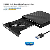 Недорогие Аудио и видео аксессуары-Внешний usb3.0dvd rw записывающий компакт-диск портативный оптический привод записывающее устройство плеер для портативных ПК macbook windows 7/8/10/11/xp/vista/linux os