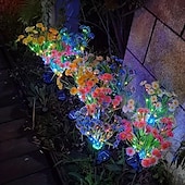 זול אורות נוף-אורות גינה סולארית חרצית חיצונית אורות חיצוניים סולארים דקורטיביים עם אורות חוטים צבעוניים משודרגים עמיד למים עיצוב גינה סולארית לקישוט פטיו בחצר