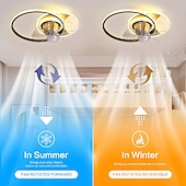 preiswerte Deckenventilator-Leuchten-Deckenventilator mit Lichtern, 19,5 Zoll, dimmbare LED, 3 Farben, 6 Geschwindigkeiten, Timing, umkehrbare Flügel mit Fernbedienung, Ventilator-Kronleuchter für den Haushalt, flacher, bündig montierter