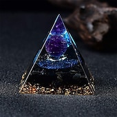 cheap Outdoor Decoration-Orgone Pyramid For Positive Energy And Amethyst Crystal Ball, With Protection From Crystals Energy Generator For Stress Reduce Healing Meditation And Wealth Attraction For Home Decoration