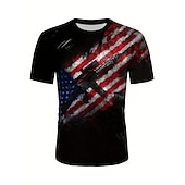  4 de Julho de 2026 250º Dia da Memória Camiseta Masculina Patriótica Vintage Designer Gráfico Patriota Estampada em 3D da Bandeira Nacional Veterano Decote Careca de Mangas Curtas