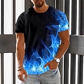 ieftine tricouri de Halloween-Bărbați Grafic Flacără Tricou Cămașă Flame Manșon scurt Tricou Tipărire 3D Stil Nautic Cămașă Epocă Modă Designer În aer liber Zilnic Sport Verde Deschis Roșu-aprins Albastru Primavara vara