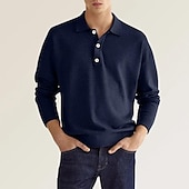 preiswerte Klassisches Poloshirt für Herren-Herren Golfhemd Strickpolo Strasse Casual Polo-Kragen Klassisch Langarm Modisch Brautkleider schlicht Feste Farbe Glatt Knopf vorne Einfach Frühling &amp; Herbst Regular Fit Schwarz Weiß Hellgrün Rosa
