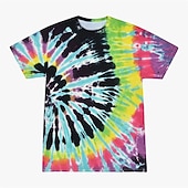 billige Retro grafikk-Disk Tie Dye T-skjorte Animé 3D Graphic Til Par Herre Dame Voksne Maskerade 3D-utskrift Fritid / hverdag