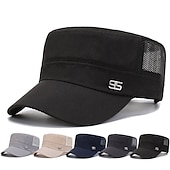 cheap Men&#039;s Hats-Men&#039;s Military Cap Cadet Hat Black Deep Blue Polyester Travel Beach Outdoor Vacation Plain Adjustable Sunscreen Breathable