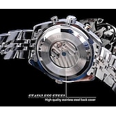 cheap Mechanical Watches-JARAGAR Mechanical Watch for Men Aviator Series Military True Men Sport Automatic Watch Luxury Stainless Steel Mechanical Male Clock Hour Luminous Wristwatch Blue Glass