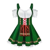 abordables Femmes-grande taille costume d'oktoberfest robe de bière dirndl trachtenkleider tenues de femme de chambre allemand munich wiesn femmes style traditionnel chemise en tissu tablier