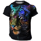  Bărbați Grafic Tigru Tricou Manșon scurt Tricou Tipărire 3D Stil Nautic Cămașă Epocă Modă Designer Zilnic În aer liber Sport Albastru Primavara vara Îmbrăcăminte S M L XL 2XL 3XL