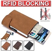 cheap Card Holders &amp; Cases-RFID Pop Up Credit Card Holder Wallet Men Business Card Case Slim Minimalist Trifold Credit Card Wallet for Women Card Holder Up