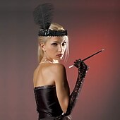 tanie Akcesoria i więcej-1920 roku Stroje Halloween Halloween Wieczór panieński Naszyjniki Czapki Na każdy sezon