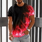 ieftine tricouri de Halloween-Bărbați Grafic Flacără Tricou Cămașă Flame Manșon scurt Tricou Tipărire 3D Stil Nautic Cămașă Epocă Modă Designer În aer liber Zilnic Sport Verde Deschis Roșu-aprins Albastru Primavara vara