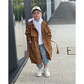voordelige Bovenkleding-Kinderen Jongens Jas Lange mouw Grijs Khaki Bruin Effen Zak Winter Actief Urheilu 3-13 jaar / Lapwerk