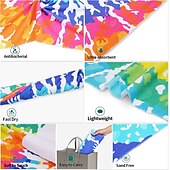 abordables ensembles de serviettes de plage-Serviette de plage tie dye, serviettes de plage de couleur hippie sans sable surdimensionnées, grande serviette de bain douce sup, serviette de bain absorbant l&#039;eau pour hommes, femmes, voyage,