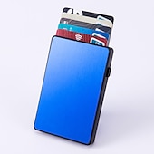 cheap Card Holders &amp; Cases-Slim Aluminum Card Holder Wallet ID Credit Card Holder Mini RFID Blocking Automatic Pop Up Bank Card Case Organizer