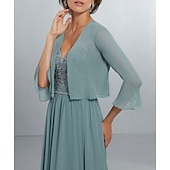 baratos envoltórios da mãe-xales para convidados de casamento envoltório feminino puro elegante manga 3/4 de comprimento chiffon envoltórios de casamento com cor pura para festa primavera&amp;amp; verão