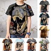 halpa Poikien 3D Eläimet-Lapset Poikien T-paita Tee Eläin Dinosaurus Lyhythihainen Crewneck Lasten toppi Kausaliteetti Tyylikäs Päivittäin Kesä Moniväri 3-12 vuotta