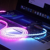 billiga Mobiltelefon kablar-snabbladdning rgb kabel 100w andningsljus 66w typ c usb c datakabel för iphone samsung android micro 30w snabbladdningskabel