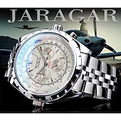 cheap Mechanical Watches-JARAGAR Mechanical Watch for Men Aviator Series Military True Men Sport Automatic Watch Luxury Stainless Steel Mechanical Male Clock Hour Luminous Wristwatch Blue Glass