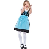 halpa Lapset-Oktoberfest dirndl Trachtenkleader Dirndl pusero Oktoberfest / Olut baijerilainen baijerilainen Wiesn Perinteinen Tyyli Niityt Tyttöjen Perinteinen tyyli kangas Toppi Leninki Esiliina