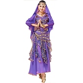 abordables vêtements apac-Femme Costume de danse du ventre Indien Fille indienne Mascarade Adultes Haut Jupe Casque Soirée