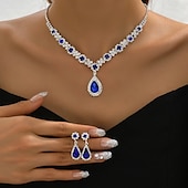 economico Parure di gioielli-set di gioielli abito intero orecchini con strass collana moda donna elegante fresco adorabile classico pera irregolare set di gioielli per matrimonio festa vestito per stupire 2025