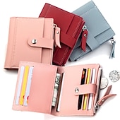 abordables Portefeuilles-Femmes Portefeuille Porte-Cartes de Crédit faux cuir Quotidien Fête Fermeture éclair Grande capacité Imperméable Léger Couleur Unie Noir Rose Claire Rouge clair