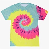 billige Retro grafikk-Disk Tie Dye T-skjorte Animé 3D Graphic Til Par Herre Dame Voksne Maskerade 3D-utskrift Fritid / hverdag