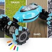 お買い得  rc車-最新の 4WD 1:14 スケールリモートコントロールスタントカー 2.4 グラムワイヤレス rc ドリフトカー LED ライト時計ジェスチャーセンサー回転子供のおもちゃのギフト
