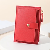 abordables Portefeuilles-Femmes Portefeuille Porte-Cartes de Crédit faux cuir Quotidien Fête Fermeture éclair Grande capacité Imperméable Léger Couleur Unie Noir Rose Claire Rouge clair