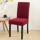 cheap Dining Chair Cover-Dining Chair Cover Burgundy Farmhouse Stretch Chair Seat Slipcover Spandex Washable Cover Kitchen Protector for Dining Room Wedding Ceremony Durable