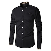 economico Camicie Button Down da uomo-Per uomo Camicia Camicie Camicia abbottonata Resistente alle rughe Camicia con bottoni Liscio Matrimonio Ufficio e carriera Nero Bianco Vino Blu reale Manica lunga Collo ripiegabile Primavera