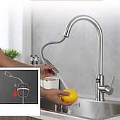cheap Pullout Spray-Touchless Sensor Kitchen Faucet Sink Mixer Tap Touch on with Pull Out 2 Mode Sprayer, Digital Display 360 Swivel Single Handle Taps Stainless Steel Deck Mounted, Water Vessel Taps