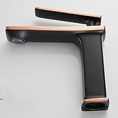 abordables Classiques-mitigeur lavabo mitigeur lavabo sur gorge, monobloc mitigeur céramique mitigeur lavabo avec flexible eau froide et eau chaude noir doré blanc chrome