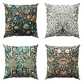 billige blomster- og plantestil-4.0 stk Polyester Putecover, Trykt mønster Enkel Fritid Kvadrat Tradisjonell Klassisk