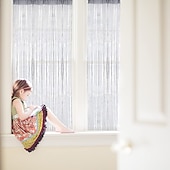 economico Tende macrame e stringa-Tende A Stringhe Sparkle Tenda Della Porta Fly Tenda Bastone Della Tenda, Tende Pannello Divisorio Porta Finestra Zanzariera Per La Decorazione Della Parete Della Porta E Della Finestra,100*200cm