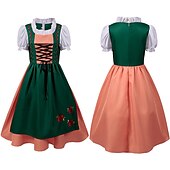 ieftine Dirndl-Oktoberfest Dirndl Trachtenkleader Oktoberfest / Bere bavareză bavareză Wiesn Stil tradițional Pajiști Pentru femei Pânză în stil tradițional Rochie Șorț