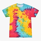 billige Retro grafikk-Disk Tie Dye T-skjorte Animé 3D Graphic Til Par Herre Dame Voksne Maskerade 3D-utskrift Fritid / hverdag